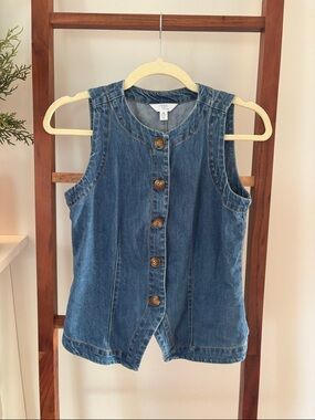 Denim Button-Front Tank